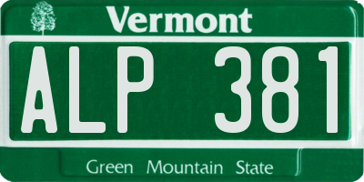 VT license plate ALP381