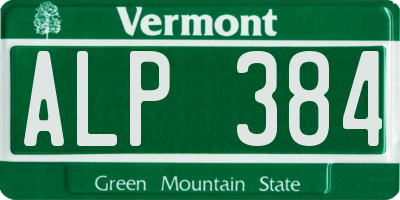VT license plate ALP384