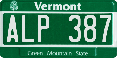 VT license plate ALP387