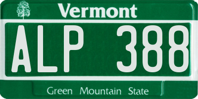 VT license plate ALP388