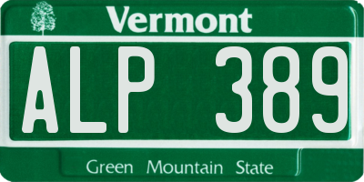 VT license plate ALP389