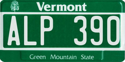 VT license plate ALP390