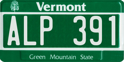VT license plate ALP391