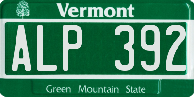 VT license plate ALP392
