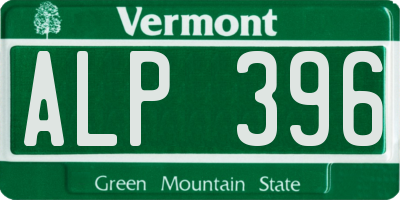 VT license plate ALP396