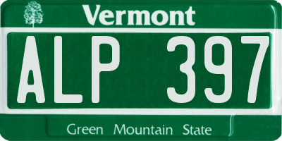 VT license plate ALP397