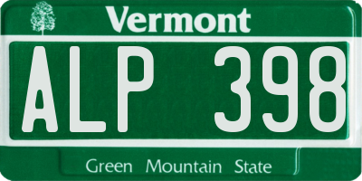 VT license plate ALP398