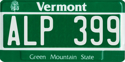 VT license plate ALP399