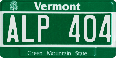 VT license plate ALP404