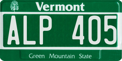 VT license plate ALP405