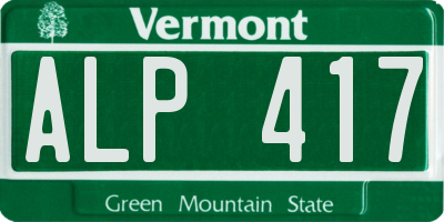 VT license plate ALP417
