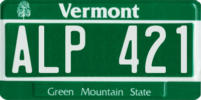 VT license plate ALP421