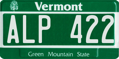 VT license plate ALP422