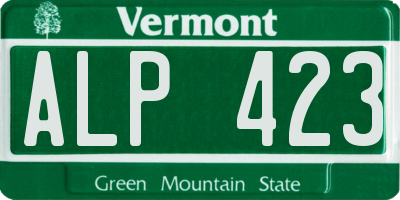 VT license plate ALP423