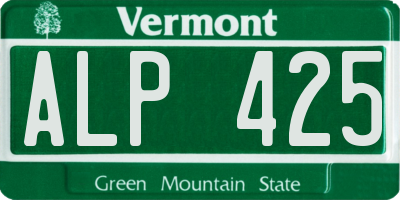 VT license plate ALP425