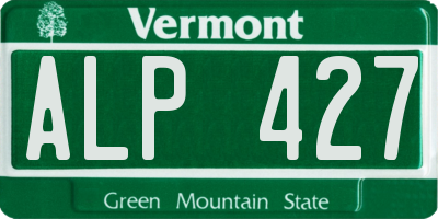 VT license plate ALP427