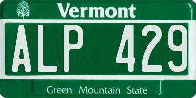 VT license plate ALP429
