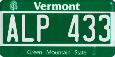 VT license plate ALP433