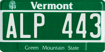 VT license plate ALP443