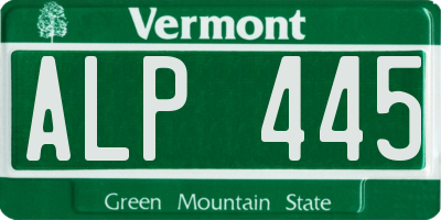 VT license plate ALP445