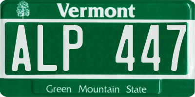 VT license plate ALP447