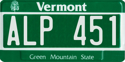 VT license plate ALP451