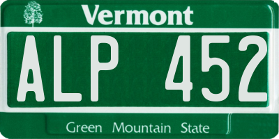 VT license plate ALP452