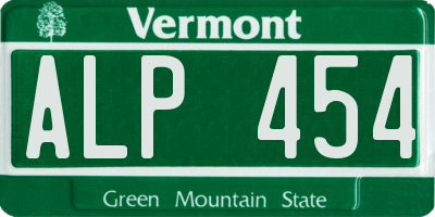 VT license plate ALP454