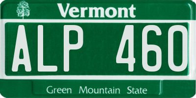 VT license plate ALP460