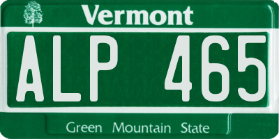 VT license plate ALP465