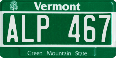 VT license plate ALP467