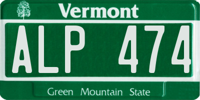 VT license plate ALP474