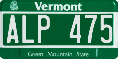 VT license plate ALP475