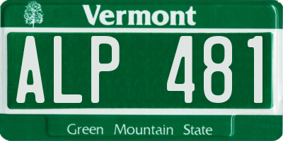 VT license plate ALP481