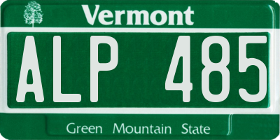 VT license plate ALP485