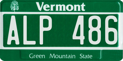 VT license plate ALP486