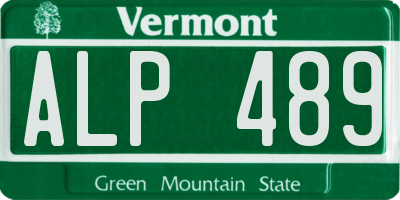 VT license plate ALP489
