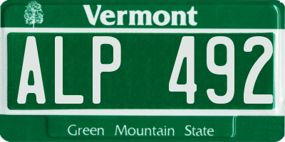 VT license plate ALP492