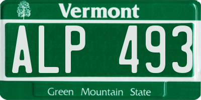 VT license plate ALP493