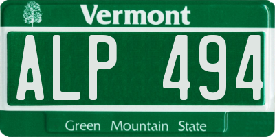 VT license plate ALP494