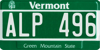 VT license plate ALP496