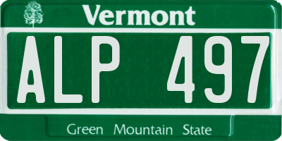 VT license plate ALP497