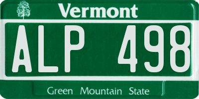VT license plate ALP498