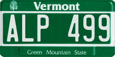 VT license plate ALP499