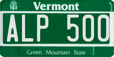VT license plate ALP500