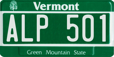 VT license plate ALP501