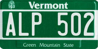 VT license plate ALP502