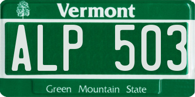 VT license plate ALP503
