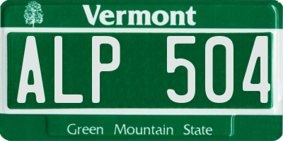 VT license plate ALP504