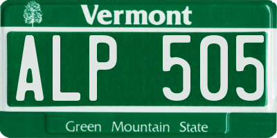 VT license plate ALP505